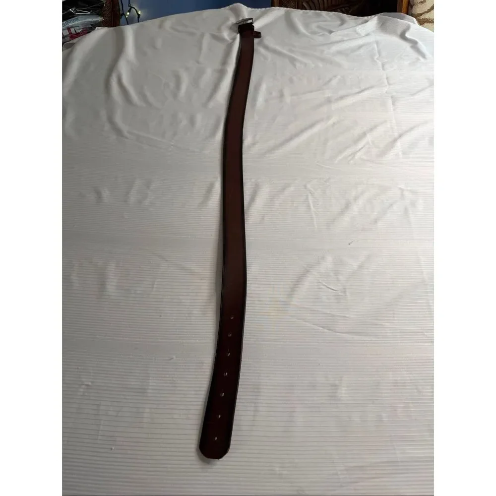 Polo Ralph Lauren Men's Vintage Dark Brown Pony Logo Plaque Leather Belt Size 38